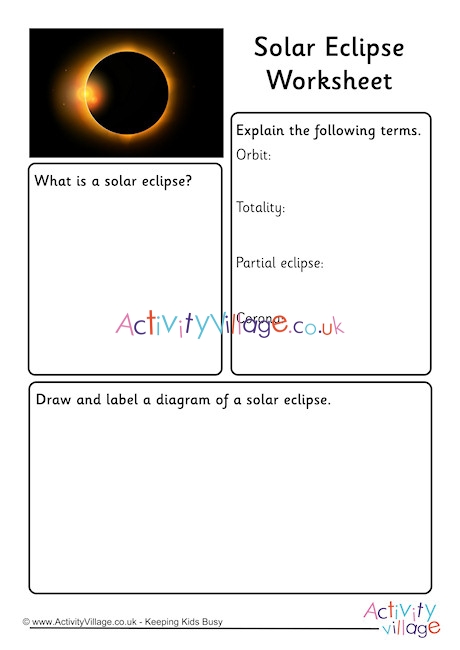 Solar And Lunar Eclipses Worksheet