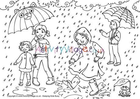 rainy day colouring pages