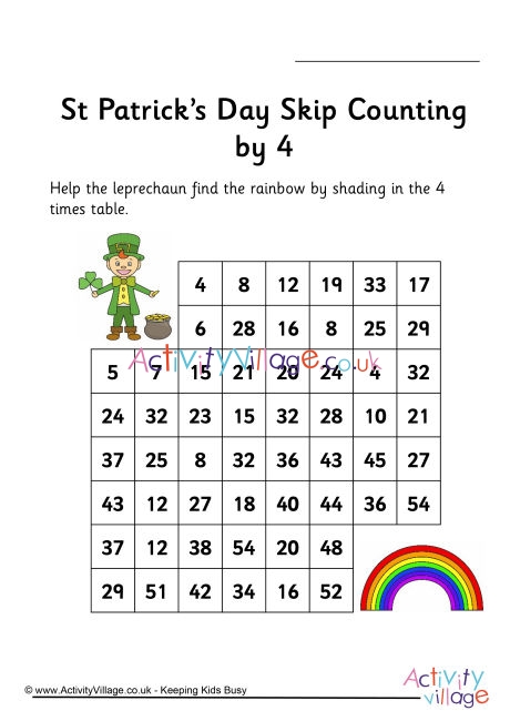 St Patrick's Day stepping stones - skip counting by 4