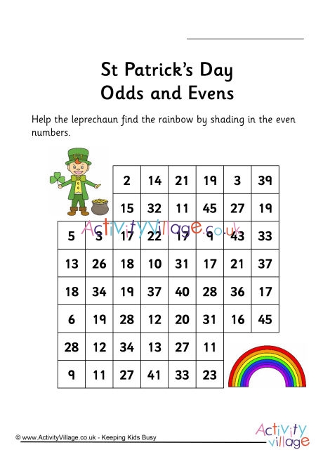 St Patrick's Day stepping stones - odds and evens