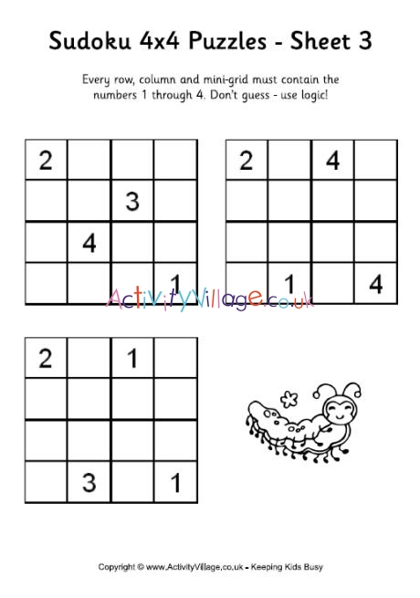 4x4 Sudoku for Kids with numbers - Sudoku Online