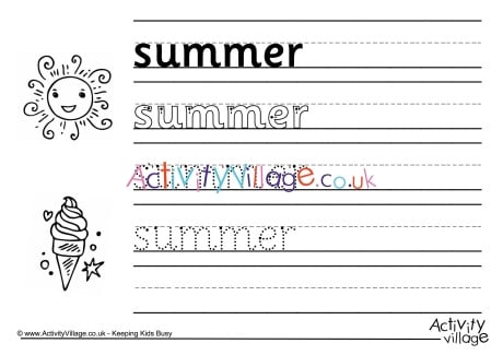 Summer Writing Worksheet