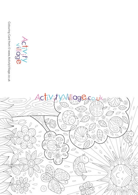 Summer Nature Doodle Colouring Card