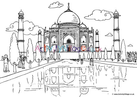 HOW TO DRAW TAJ MAHAL COLORING PAGES FOR KIDS - TAJ MAHAL DRAWING AND  COLORING FOR CHILDREN | Taj mahal drawing, Coloring pages for kids, Coloring  pages