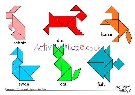 Tangram Rabbit Shape and Solution