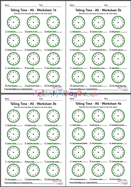 Telling Time to 5 minutes Worksheets