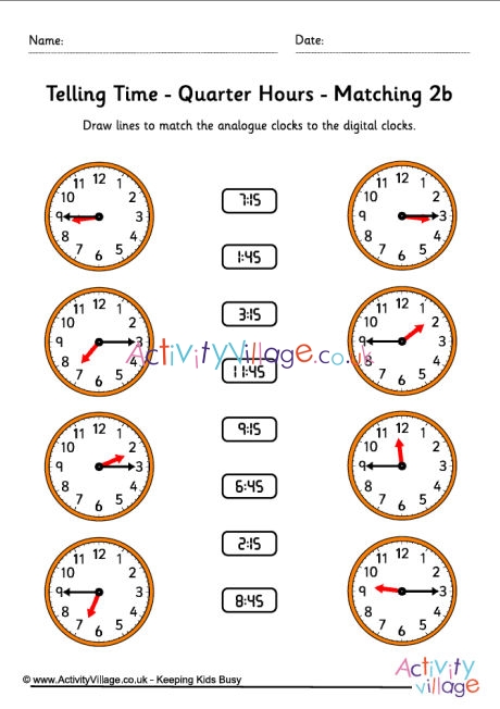 telling time worksheets quarter hours pack 6