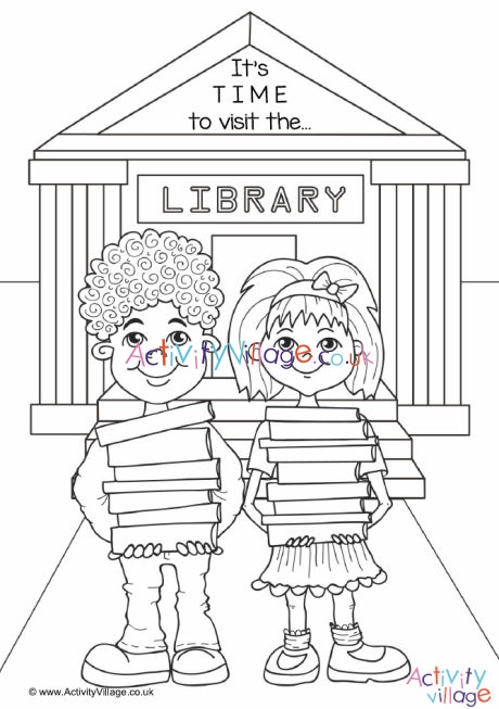 library books coloring pages