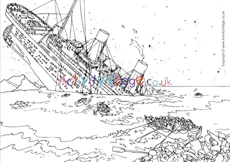 Titanic Sinking Colouring Page
