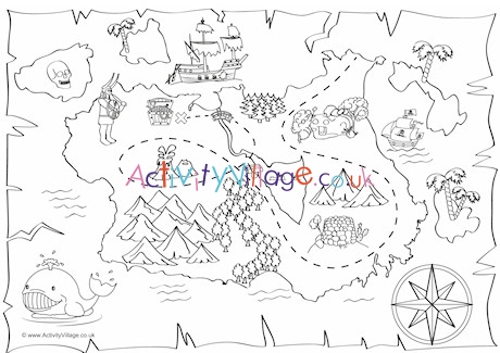 Pirate Treasure Map Coloring Page - Get Coloring Pages