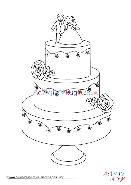 Free & Easy To Print Cake Coloring Pages | Wedding coloring pages, Wedding  with kids, Wedding cake drawing