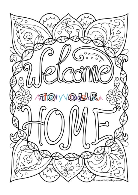 Welcome To Our Home Colouring Page