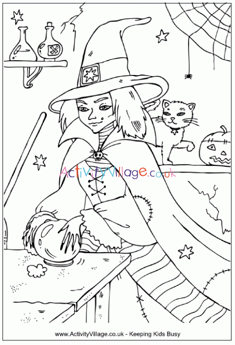 Wicked Witch Colouring Page