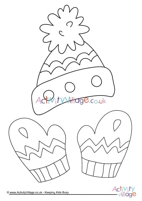 winter gear colouring page