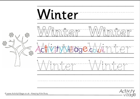 winter handwriting worksheet 2