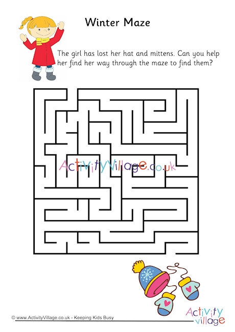 Printable Winter Mazes for Kids