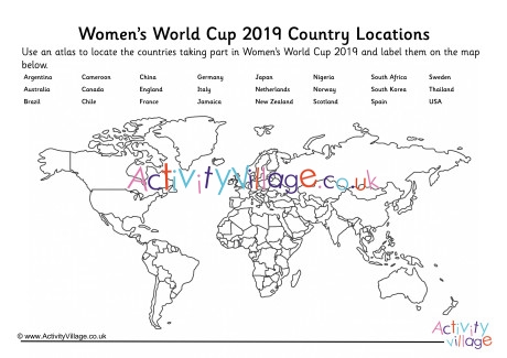 Womens World Cup 2019 Country Locations Worksheet