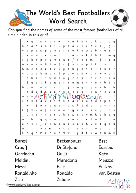 world s best footballers word search