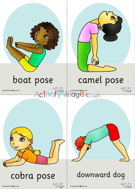 Kids Yoga Cards and Printables - Clip Art Kids - Pink Oatmeal Shop
