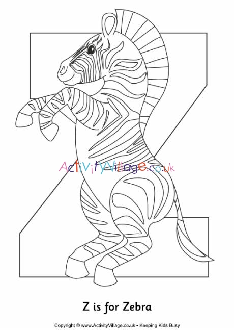 z is for zebra coloring pages